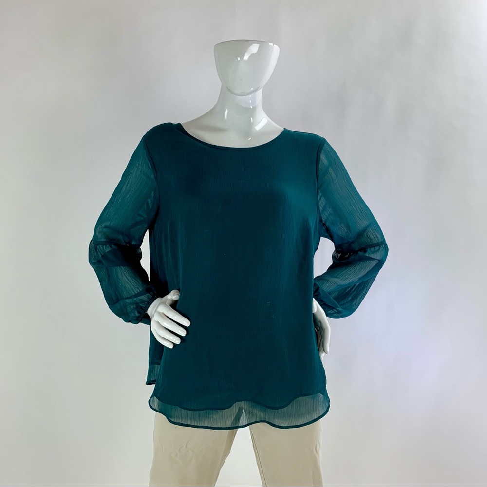 Women’s Extra Large (XL) Green Sheer APT. 9 Long Sleeve Blouse